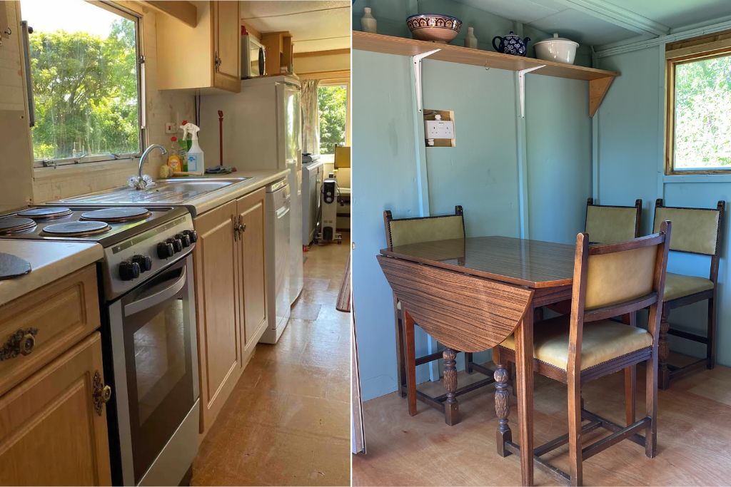 Penrhiw Farm Goodwick Pembrokeshire - Static Caravan for 5 - Kitchen and Dining Area